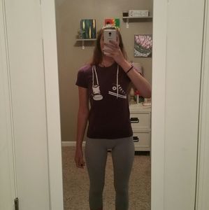 Purple/maroon All Star converse shoes tee